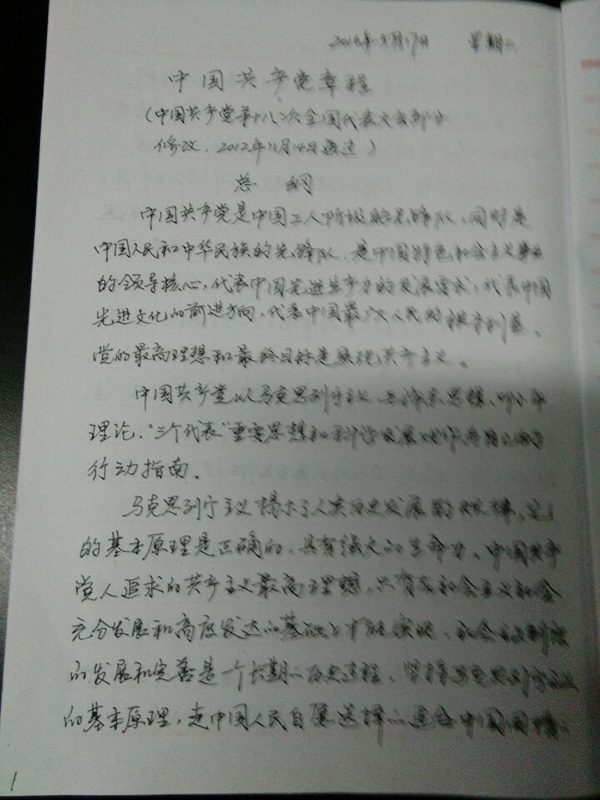 “手书党章”第二期