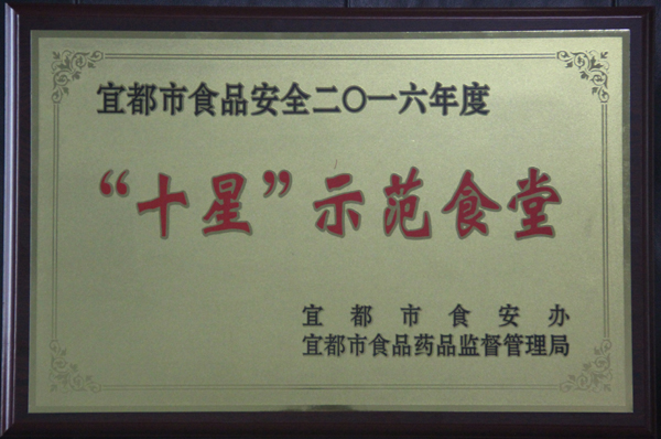 我校食堂荣获“宜都市‘十星’示范食堂”称号