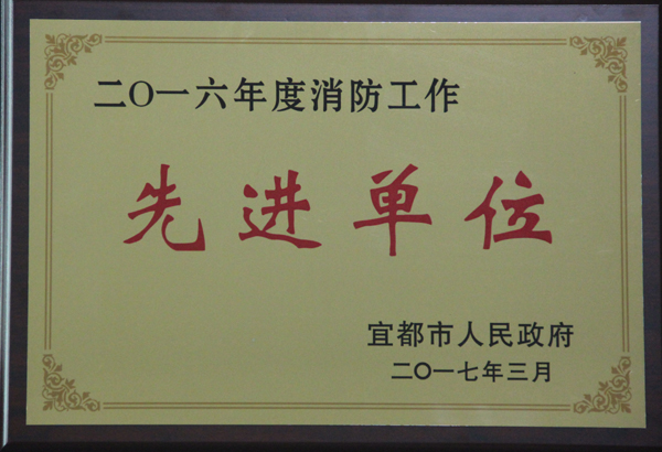 我校荣获宜都市2016年度 “消防工作先进单位”称号