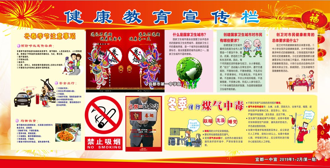 健康教育宣传栏——冬春季安全健康及创卫专栏